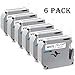 6-Pack Replace Brother Ptouch M231 Label Tape 12mm 0.47in Black on White Tape M-231 M-k231 M-k231s Label Cartridge Compatible Brother P-Touch Label Maker PTM95 PT 65 70 85 90 M95 70BM 45M 55BM 55S primary