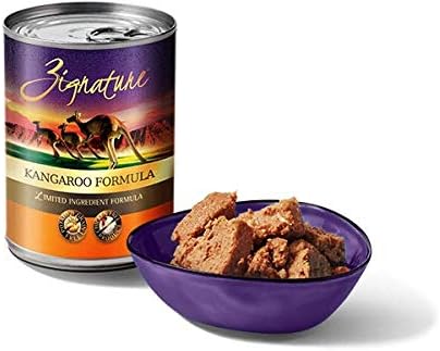 Zignature Kangaroo Grain Free Wet Dog Food Cans. 12 Pack Case. 13 Oz. Ea. As an Exotic Protein, Kangaroo is The healthiest pet Food, Rich with Twice The Vitamin B12 of Other Meats.