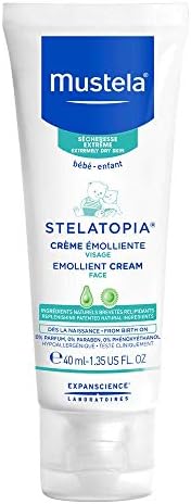 Mustela Stelatopia Emollient Face Cream, for Extremely Dry Skin Baby Skin, Fragrance-Free, with Natural Avocad