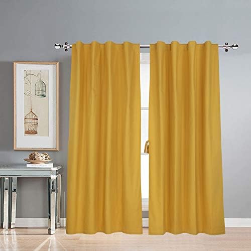 LINENWALAS Cotton Solid Grommet Doors Curtain, 4.5ft X 7ft, Mustard, Pack of 2 LINENWALAS Cotton Solid Grommet Doors Curtain, 4.5ft X 7ft, Mustard, Pack of 2
