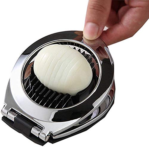 Egg Slicer, Multi-function Egg Slicer, 2-in-1 Slice and Wedge Cut Boiled Egg Slicer, 9-Blade Stainless Steel Multi-Purpose Fruit Slicer Kitchen Tool, Black