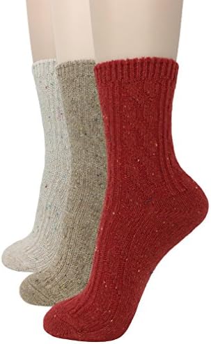 Eedor Womens Winter Knitting Warm Wool Crew Socks Casual