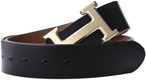 Fashion Designer Gold H Buckle Unisex Belt for Men or Women {3.8cm Belt Width}