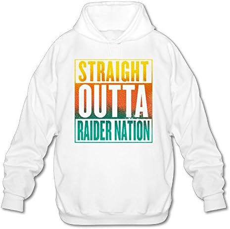 Straight Outta Raider Nation Men Fashion Cotton/Poly Vintage Soft Fleece Long Sleeve Hoodies Sweats White M