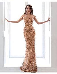 WRStore - Vestido de noche con lentejuelas para mujer