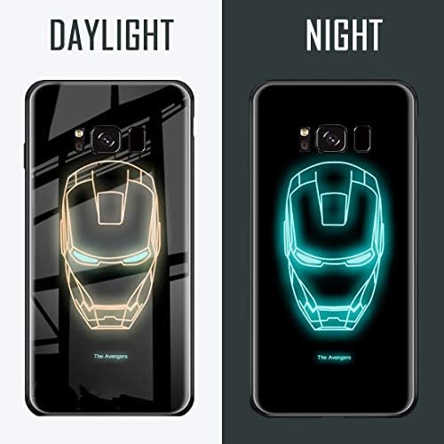 Iron Hero Man Luminous Fashion Luxury Tempered Glass Hybrid Case for Samsung Galaxy S8 S8 Plus S9 S9 Plus Note 8 Note 9 (Style 1, Galaxy Note 9)
