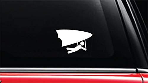 Hang Gliding Vinyl Die-Cut Decal Sticker for Car, Truck, Notebook, Laptop, Computer or Window (4" tall, White)