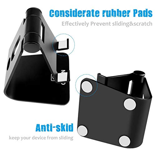 Cell Phone Stand, Hootech Adjustable Cell Phone Stand, Cradle, Dock, Holder Compatible with iPhone Xs Max XR 6 6s 7 8 X Plus 5 5s 5c Charging, Accessories Desk, Android Smartphone - Black - Thumbnail 2