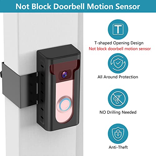 KIMILAR 2024 Upgrade Anti-Theft Video Doorbell Mount, Not Block Doorbell Motion Sensor, Adjustable No-Drill Mounting Bracket Wedge Holder Accessories for Home Rentals Office, Not for Security Door