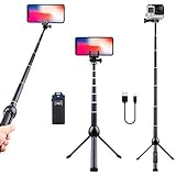 Selfie Stick Tripod Bluetooth, LATZZ 45 Inch Phone Tripod, Extendable iPhone Stand Tripod with Wireless Remote Shutter Compatible iPhone Xs MAX/XR/X/8/8P/7/7P/6/6P/Galaxy Note 8/S9+/S9, More