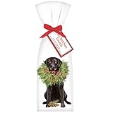 Black Dog with Wreath Towel Set