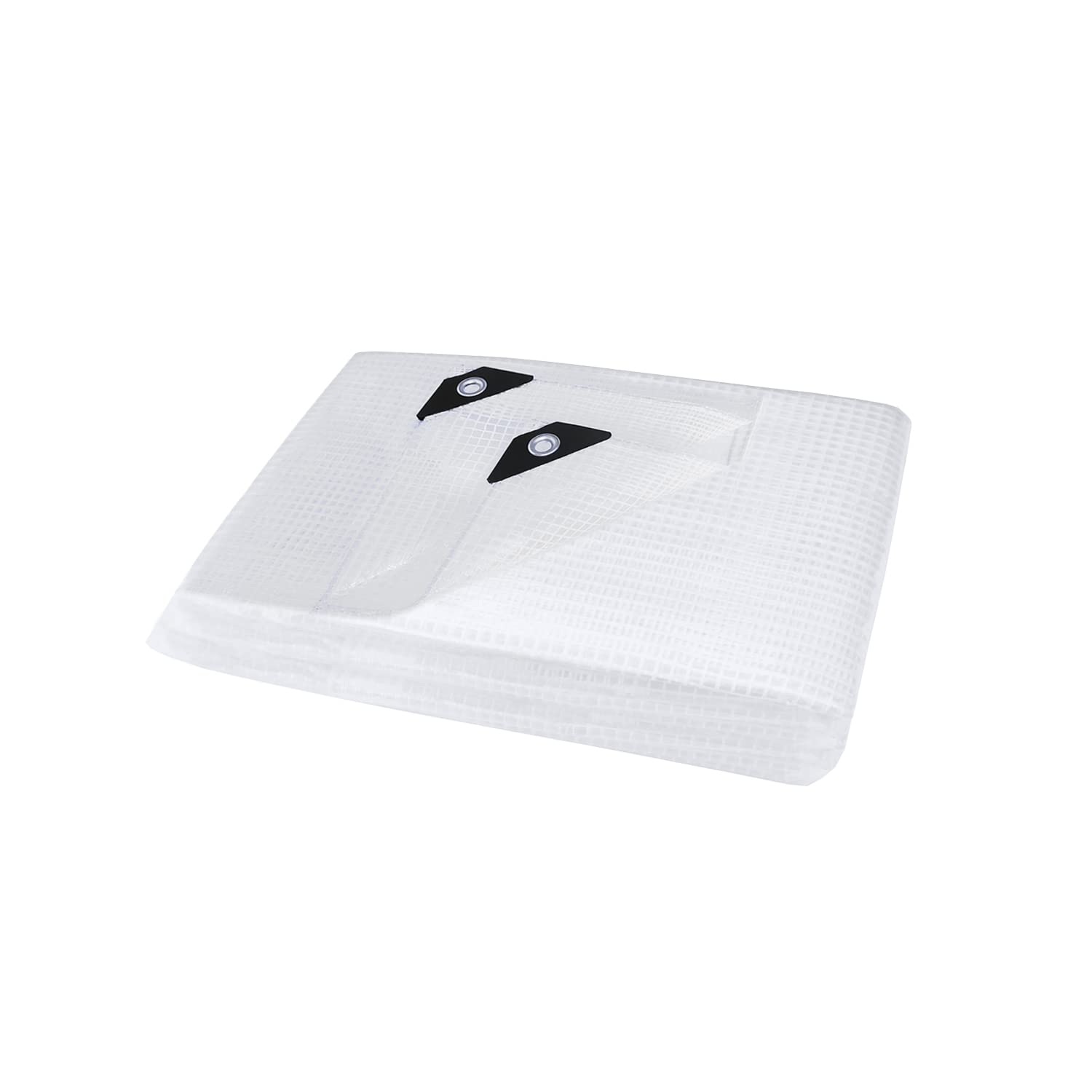 ANSIO Tarpaulin 2m x 2m Water-resistant Heavy Duty Tarp Large Camping Cover Sheet – Multipurpose Groundsheet with UV Protection, Weatherproof & Frost-Resistant – Reinforced Eyelets - Mesh Clear