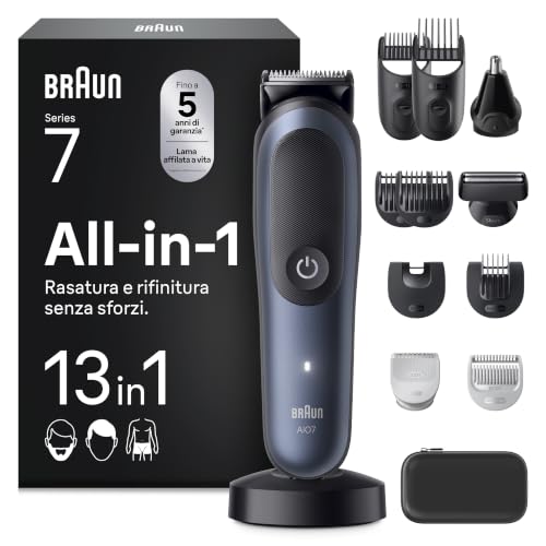 Braun Rasoio Elettrico Barba e Capelli Serie 7, Accessori AIO7565 Blu