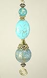 Grecian Roman Pompeii Style Ancient Verdigris Design in Turquoise Blue & Matte Gold Ceiling Fan Pull Chain - Lamp/Light Pull