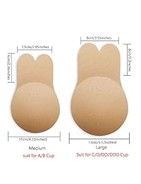 GOGOH Women Adhesive Bra,Sticky Bra for C D DD DDD Cup Large Breasts,Strapless Backless Paste Reusable Bra 2 Pairs Beige