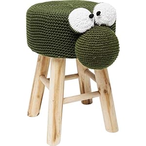 Kare Hocker Funny Frog, Kleiner runder Sitzhocker, Bezug mit aufgenähten Augen, süßer Schemel (HxBxT) 35 x 40 x 27 cm…
