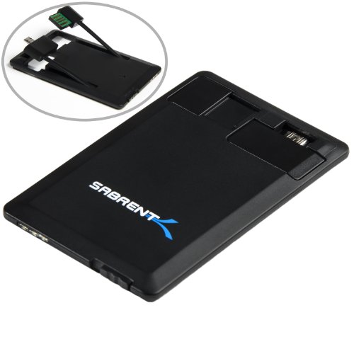 Sabrent Slim Credit Card Sized Charge Card Adapter for Micro USB with 400mAh Emergency External Battery Backup Charger Power Bank Charger (PB-RSCC)