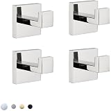 TASTOS Brushed Nickel Towel Hooks (2-Pack) - Stainless Steel Heavy Duty Wall Hooks For Bathroom