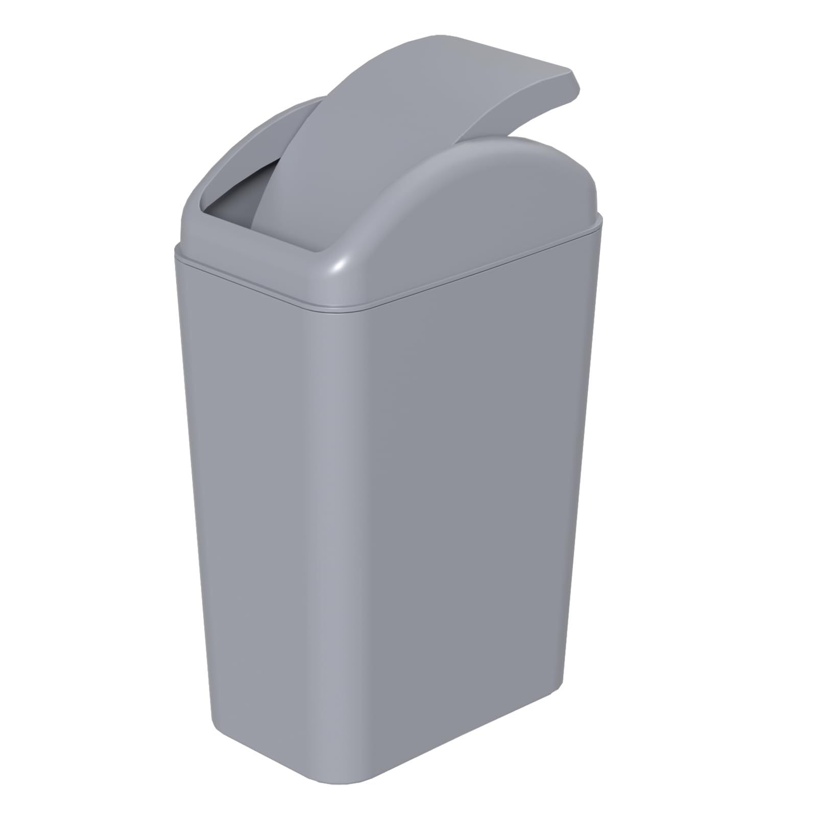 Ikando 14 L Plastic Waste Bin with Swing Lid, Tall Trash Bin for Home and Kitchen, Grey, 1 Pack