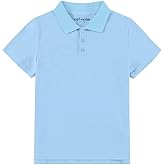 Kid Nation Boys Polo Shirt Girls Uniform Shirt Moisture Wicking Collared Shirt Kids Tennis Golf Shirt Pique Shirts Short Sleeve Shirt Blue 8-10 Years