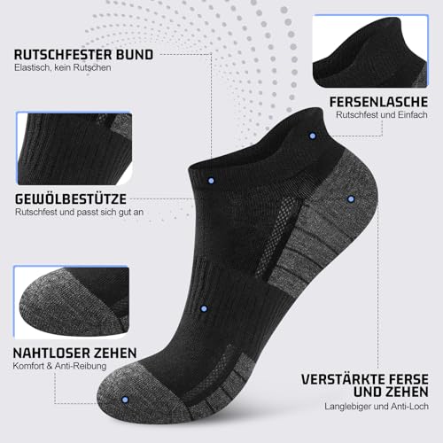Effeet Trainer Socks Men Women 10/20 Pairs Breathable Cotton Sports Socks Short Half Socks Running Socks Black White Grey 43-46 39-42 47-50 35-38
