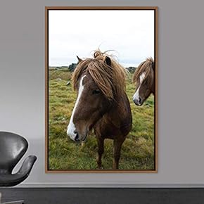 signwin Framed Canvas Wall Art Two Horses Animals...