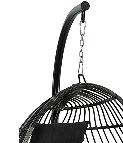 Dehner Hängesessel Maui mit Gestell, Ø 94 cm, Höhe 189.5 cm, inkl. Kissen, Stahl/Polyester, grau – Bild 4