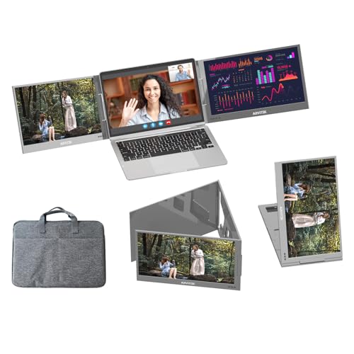 15.6 Inch Portable Laptop Screen Extender w/Protecter Bag, 1080P USB-C Triple Laptop Monitor, Portable Monitor w/Adjustable Non-Slip Stand for 11"-16" Device(Mac, Windows, Android)