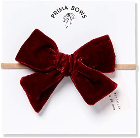 Handmade Velvet Fabric Bows For Girls, For Newborns Through Toddlers (1 Size Fits All) - Prima Bows