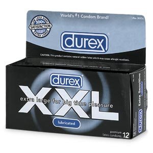 Durex XXL Lubricated Latex Condoms, 12 Each