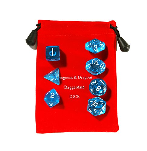 Ent Mart Trpg Game Rpg Polyhedral Standard Size 7 Die Dice Set Translucent Blue D4 D6 D8 D10 D12 D Amp D00 With Red Dice Bag Buy Online In Aruba At Aruba Desertcart Com Productid