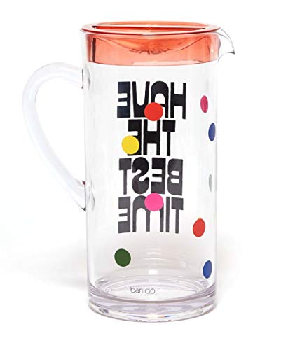 ban.do Party On Water Carafe with Handle, 57 Ounce Plastic Pitcher, have the best time