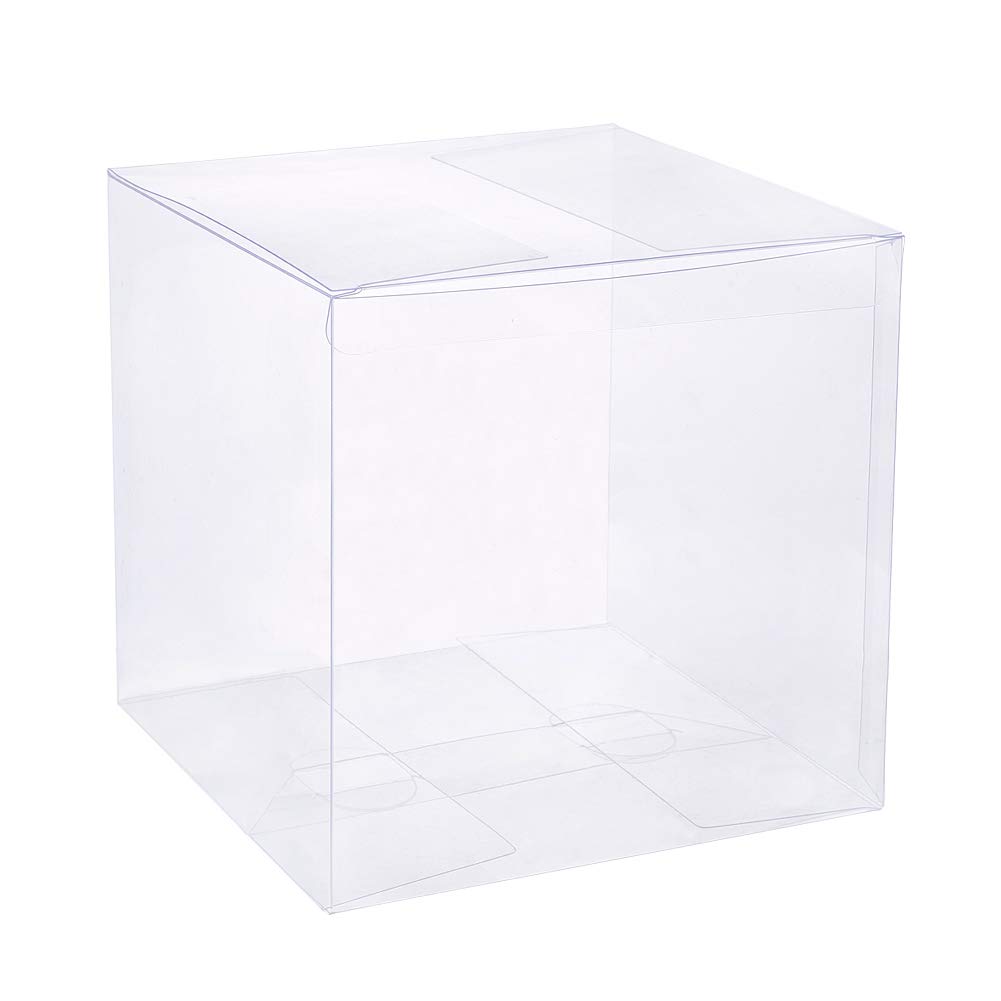 BENECREAT 10PCS Clear Wedding Favour Boxes 14x14x14cm Square PVC Transparent Gift Boxes for Candy Chocolate Birthday Party Gift Wrapping