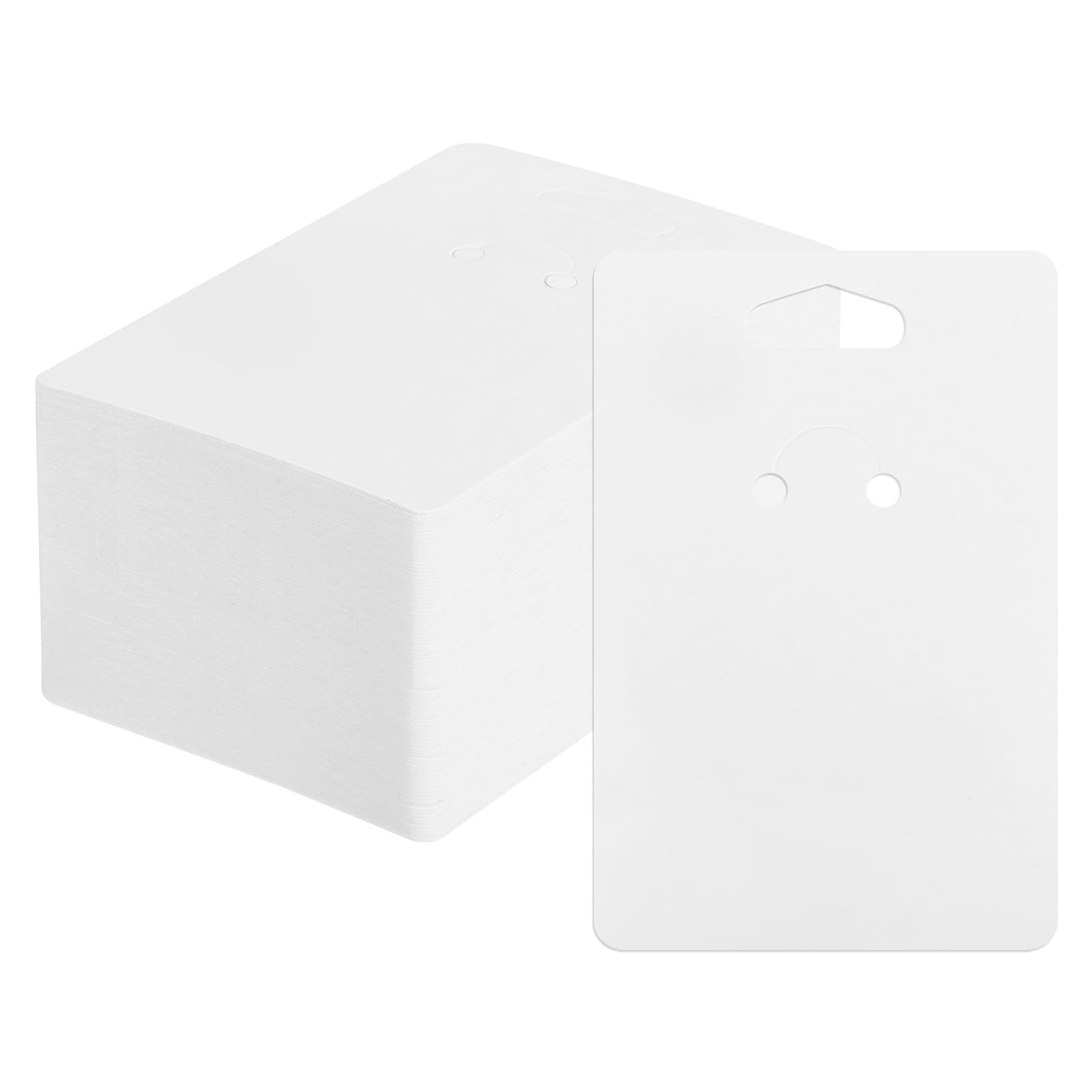 PATIKIL Keychain Display Cards, 100 Pack Keychain Card Holder Jewelry Display Cards Paper Cardboard for Hanging Keyring Packaging Supplies, White