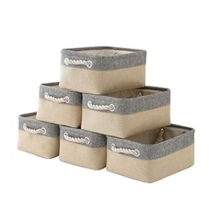 pulnimus Fabric Storage Baskets 12”x 8” x 5”Cloth Baskets, 6 Pack Nursery Baskets, Small Storage Bins for Baby, Empty…