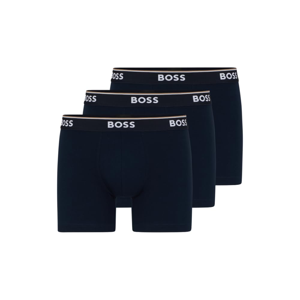 BOSS mens 3-pack Power Cotton Stretch Briefs Boxer Shorts, Peacock Blue, Small US