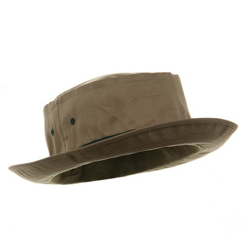 Big Size Roll Up Bucket Hat - Khaki With Dk Green M-L
