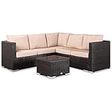 Club RattanHigh Back Compact Corner Sofa Set with Rising Table (Grey)