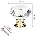 uxcell Drawer Knob Pull Handle 40mm Crystal Glass Diamond Shape Cabinet Door Drawer Knobs with Screws for Home Office Cupboard Wardrobe DIY (10pcs, Gold Base)