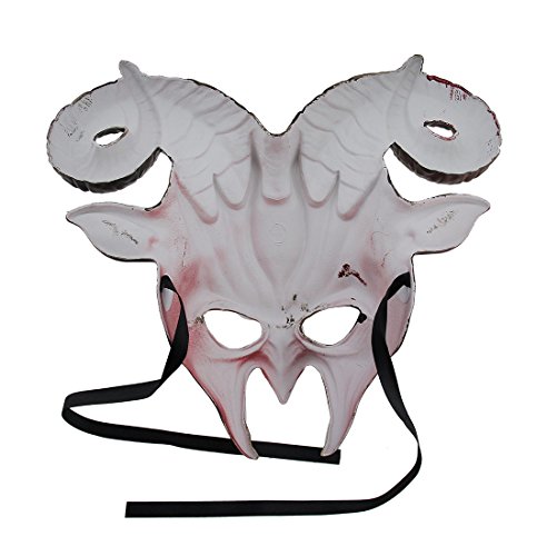 Red Ram Horns Demon Goat Man Half Face Mask - Image 4