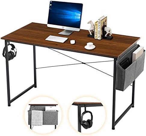 Amazon Com Sengo 47 Computer Desk Home Office Desk Work Table Study Writing Table Workstation Desk For Home Office Furniture Brown Kitchen Dining