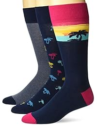 Brand - 28 Palms - Calcetines de algodón con estampado tropical hawaiano, paquete de 3, para hombres