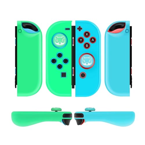 TNP Joycon Case for Nintendo Switch - Silicone Joy Con Case for Nintendo Switch & Switch OLED - Protective Switch Controller Case Cover with Thumb Grip Caps for Nintendo Switch Joycon (Raccoon)