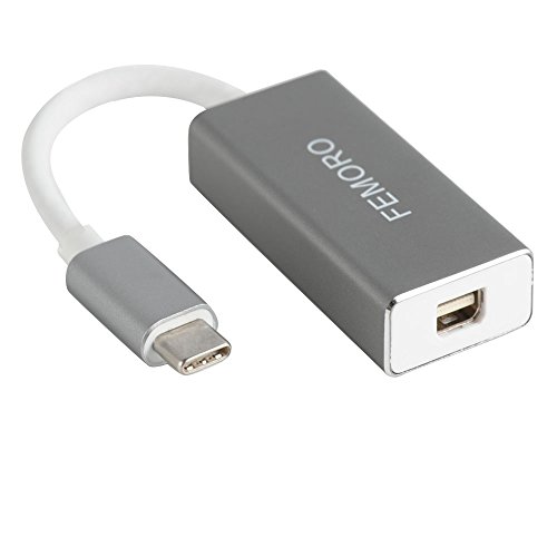 USB Type C Adapter,FEMORO USB C Type to Mini DisplayPort/Mini DP Adapter Cable With Aluminium Case Support 4K resolution for Apple New Macbook 2016, ChromeBook Pixel - Grey