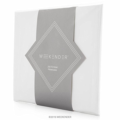 WEEKENDER 200 Thread Count Hotel Pillowcases - Set of 2 - Cotton Rich Blend - White - Queen