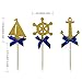 Shxstore Nautical Theme Cupcake Cake Toppers Picks of Anchor Boat Rudder for Wedding Birthday Baby Shower Party Decor Supplies, 24 Counts