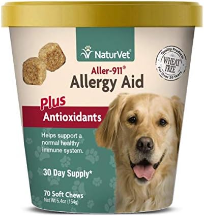 NaturVet – Aller-911 Allergy Aid Plus Antioxidants – 70 Soft Chews | Supports Immune System, Skin Moisture & Respiratory Health | Enhanced With Omegas, DHA & EPA | For Dogs & Cats