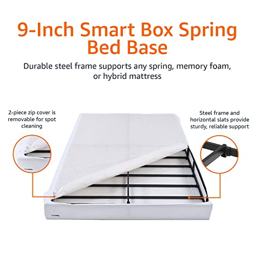 Amazon Basics Smart Box Spring Bed Base, 9 Inch Mattress Foundation