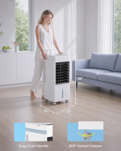 Portable Air Conditioners, 3 Wind Modes, 12 Speeds, 70° Oscillation, XL Water Tank, Evaporative Air Cooler, Swamp Cooler Air Conditioner Portable, Personal Air Conditioner Air Cooler for Bedroom Room