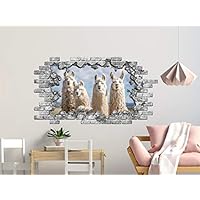 EricauBird Hole in The Wall Mural. Llama Wall Sticker Nursery Decor. Wildlife Nature. Mashed Wall Decal. Llama Wall Decor Hu2 Easy to Apply and Removable